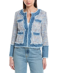 Nanette Nanette Lepore Denim Trim Tweed Jacket