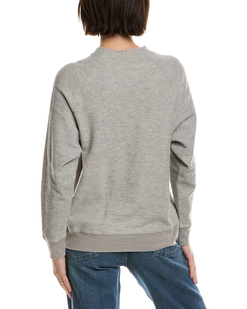James Perse Brushed Thermal Mock Neck Cashmere-Blend Top