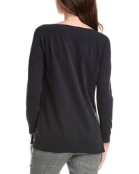 Lafayette 148 New York Plaited V-Neck Pullover