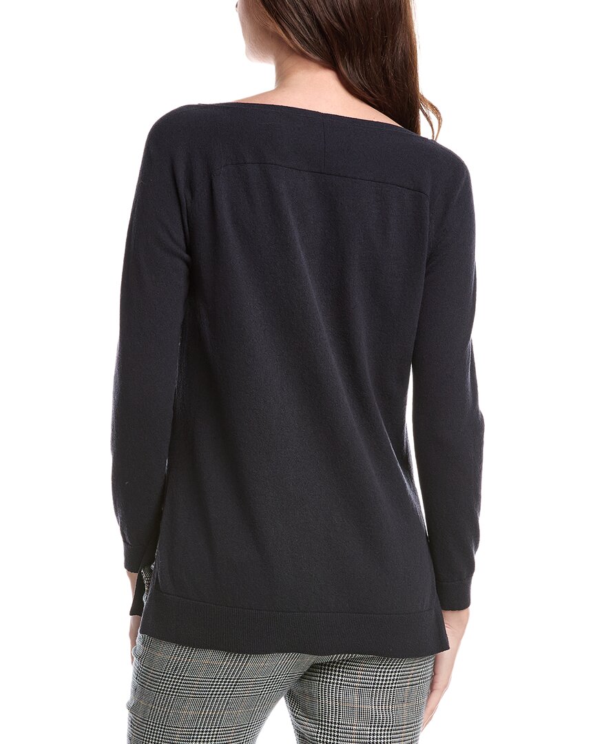 Lafayette 148 New York Plaited V-Neck Pullover