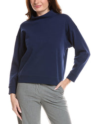 Lafayette 148 New York Ballet Studio Mock Neck Wool-Blend Sweatshirt