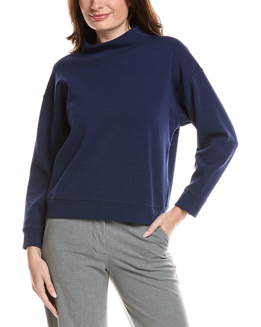 Lafayette 148 New York Ballet Studio Mock Neck Wool-Blend Sweatshirt