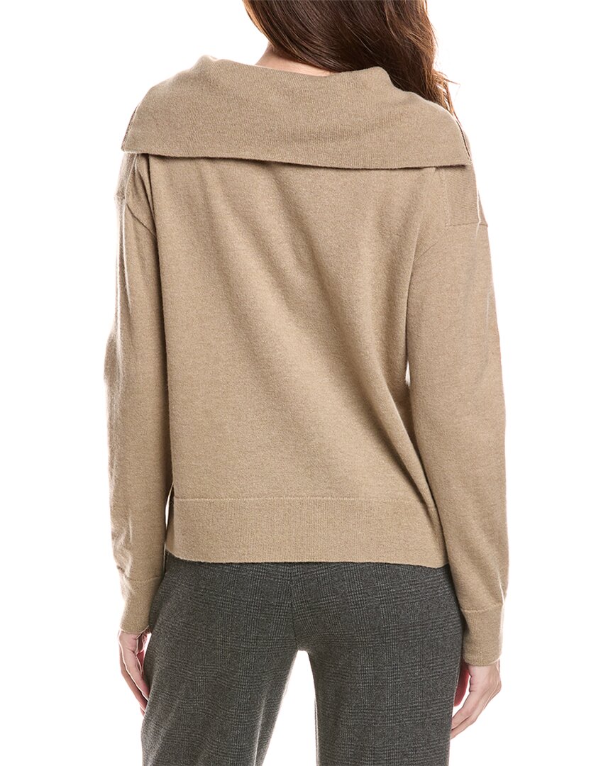 Lafayette 148 New York Half Zip Collared Wool & Cashmere-Blend Sweater