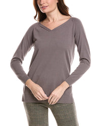 Lafayette 148 New York Plaited V-Neck Pullover