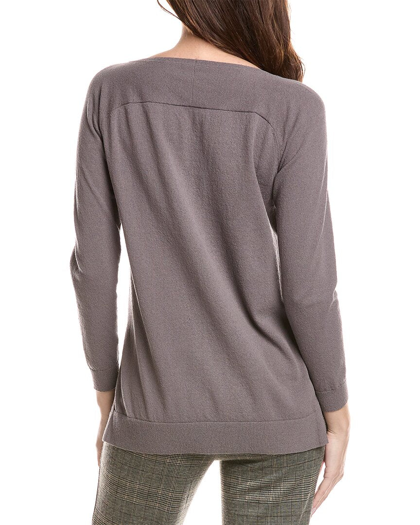 Lafayette 148 New York Plaited V-Neck Pullover