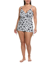 Nicole Miller Nicole Miller 2Pc Tankini & Ruched Swim Skirt Set