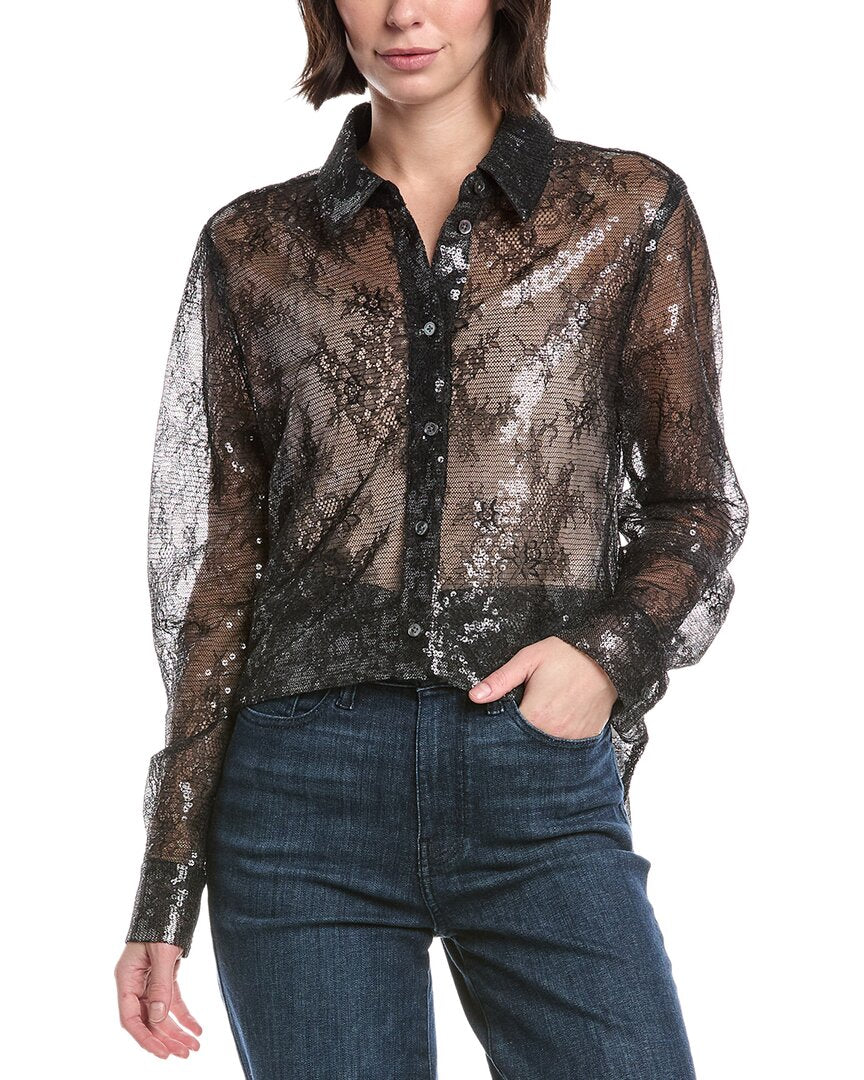 7 For All Mankind Sheer Lace Shirt