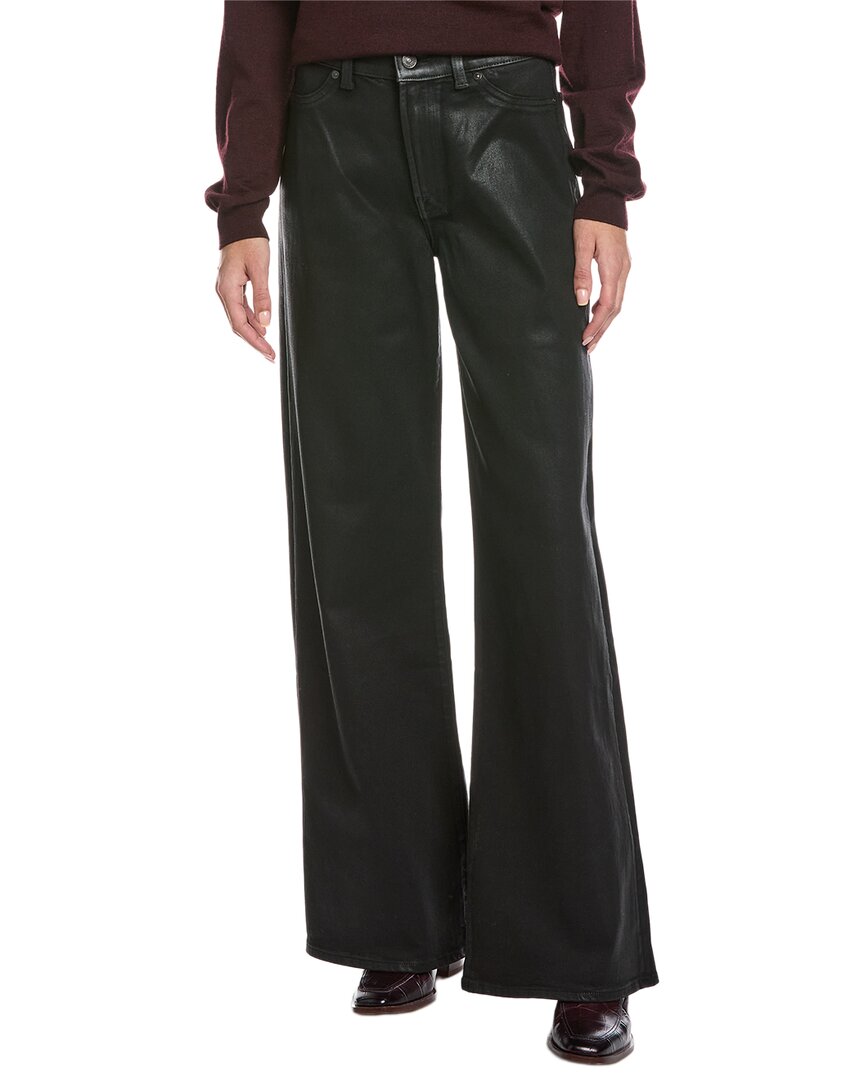 7 For All Mankind Lotta Coated Black Wide Leg Jean