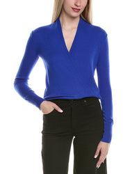 Sofiacashmere Modern Faux Wrap Wool & Cashmere-Blend Sweater