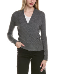 Sofiacashmere Modern Faux Wrap Wool & Cashmere-Blend Sweater