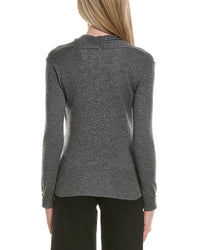 Sofiacashmere Modern Faux Wrap Wool & Cashmere-Blend Sweater