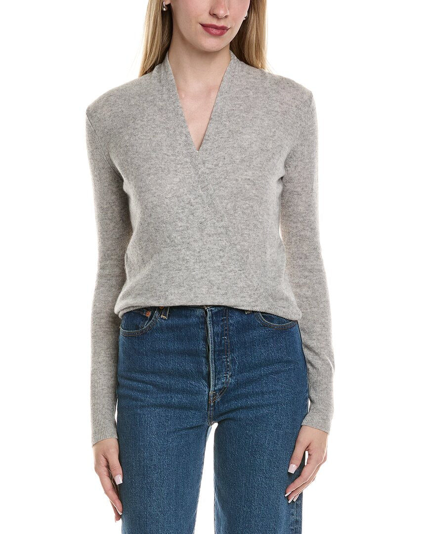 Sofiacashmere Modern Faux Wrap Wool & Cashmere-Blend Sweater