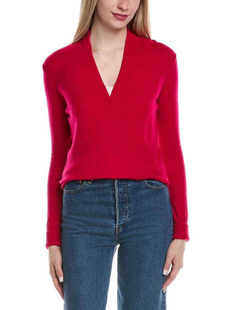 Sofiacashmere Modern Faux Wrap Wool & Cashmere-Blend Sweater
