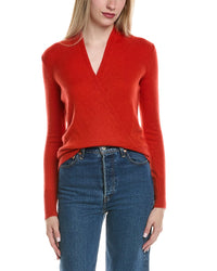 Sofiacashmere Modern Faux Wrap Wool & Cashmere-Blend Sweater