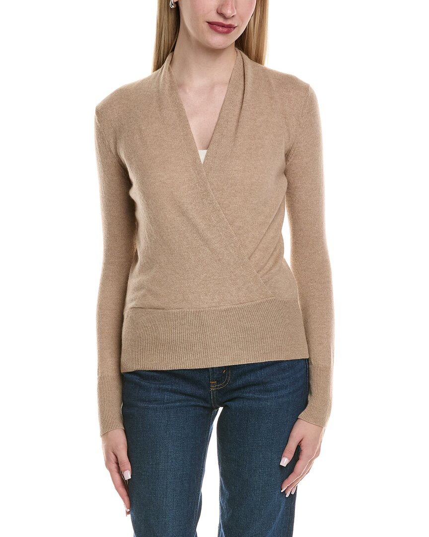 Sofiacashmere Modern Faux Wrap Wool & Cashmere-Blend Sweater