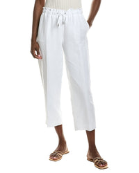 Anne Klein Drawstring Wide Leg Crop Linen-Blend Pant
