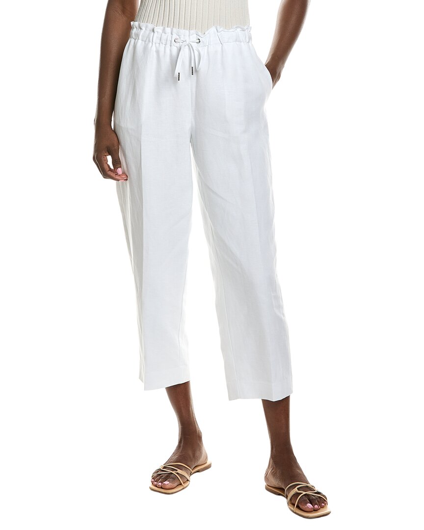 Anne Klein Drawstring Wide Leg Crop Linen-Blend Pant