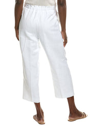 Anne Klein Drawstring Wide Leg Crop Linen-Blend Pant