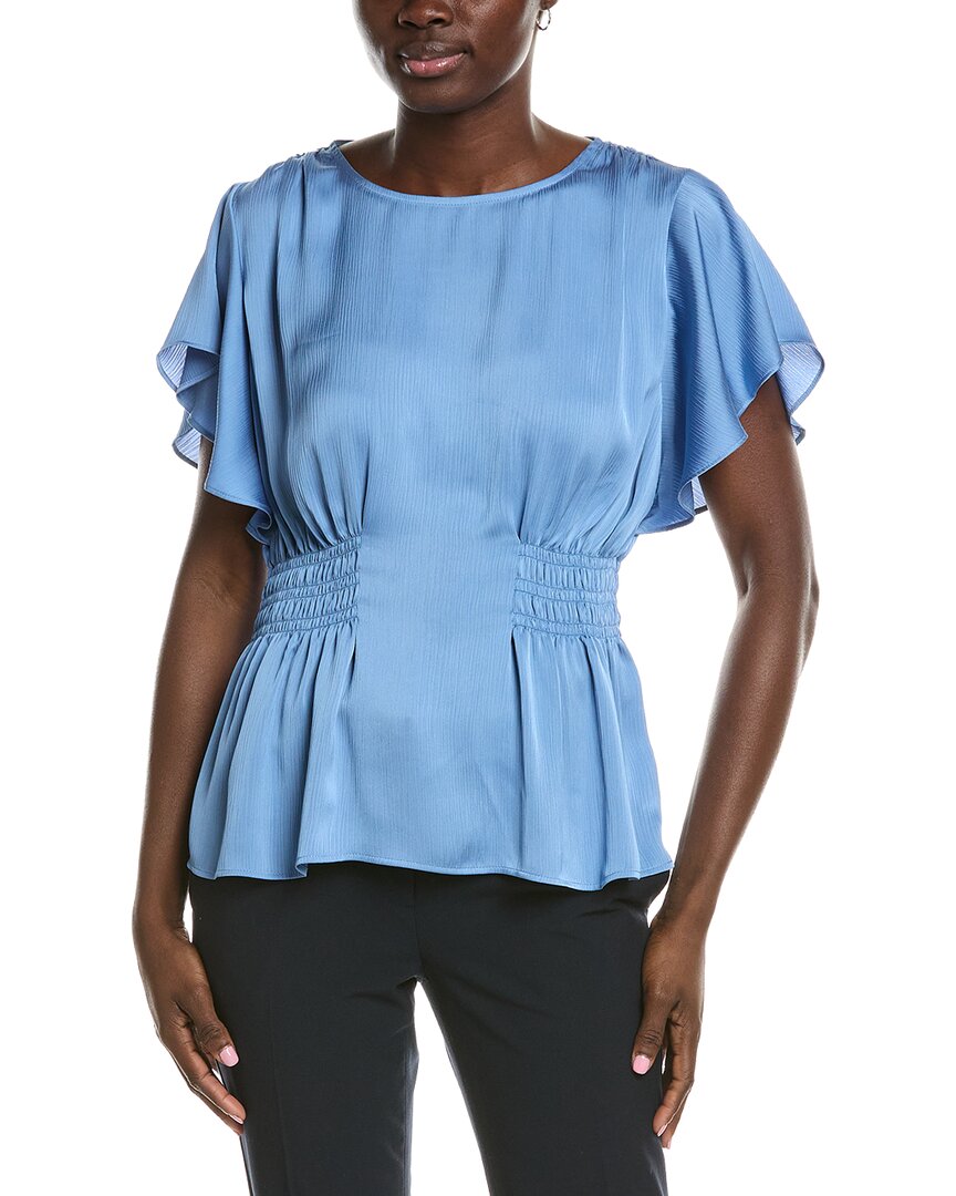 Anne Klein Smocked Waist Flutter Sleeve Blouse