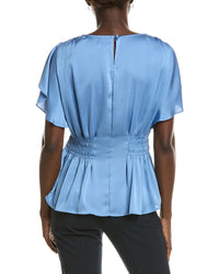 Anne Klein Smocked Waist Flutter Sleeve Blouse