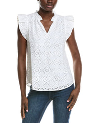 Anne Klein V-Neck Eyelet Blouse
