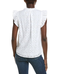 Anne Klein V-Neck Eyelet Blouse