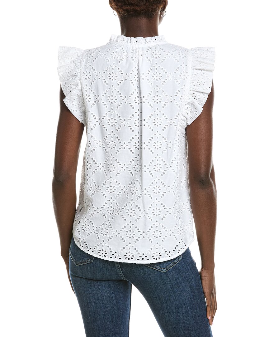 Anne Klein V-Neck Eyelet Blouse