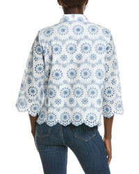 Anne Klein Scallop Hem Eyelet Shirt
