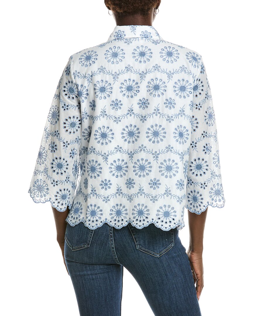 Anne Klein Scallop Hem Eyelet Shirt