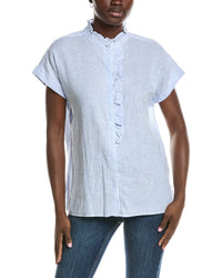 Anne Klein Ruffle Linen-Blend Top