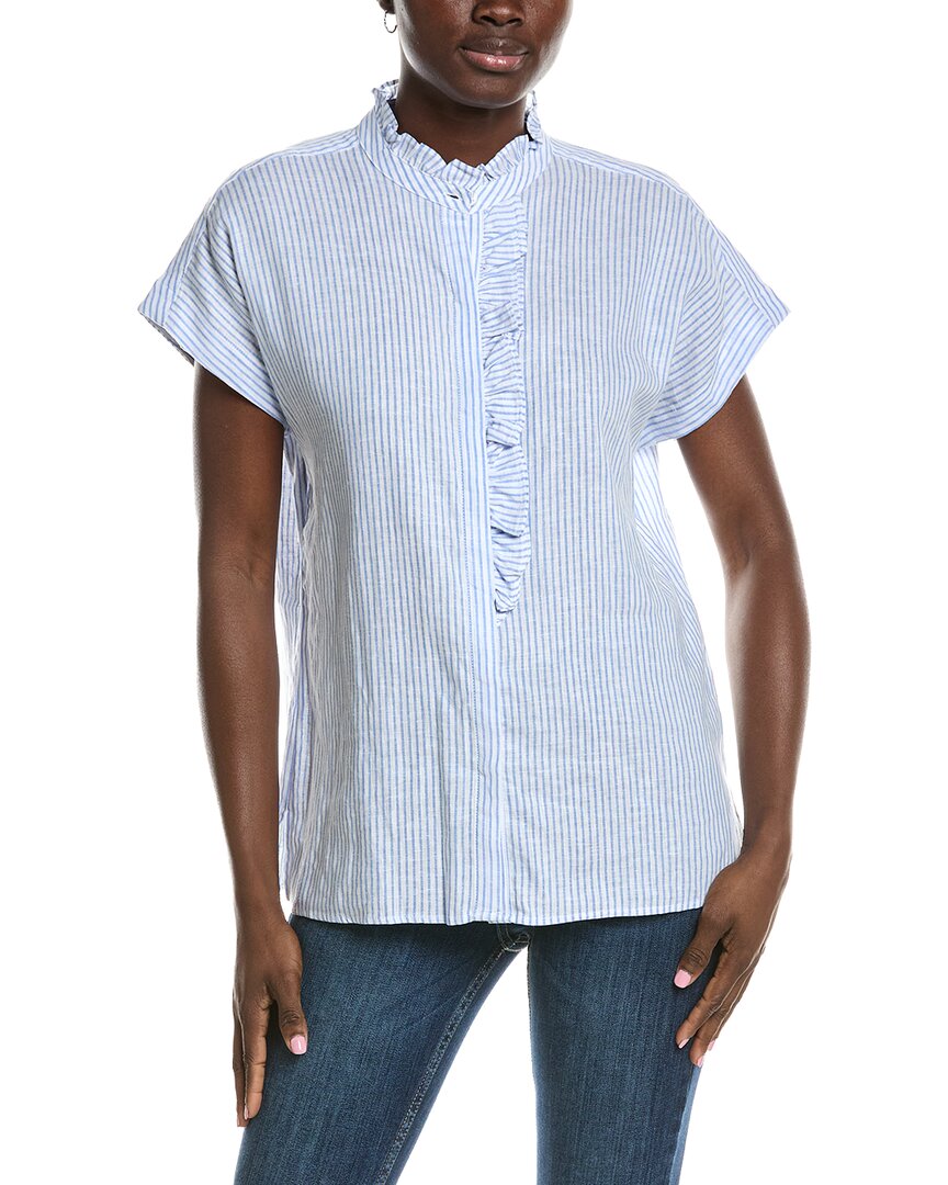 Anne Klein Ruffle Linen-Blend Top