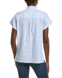 Anne Klein Ruffle Linen-Blend Top