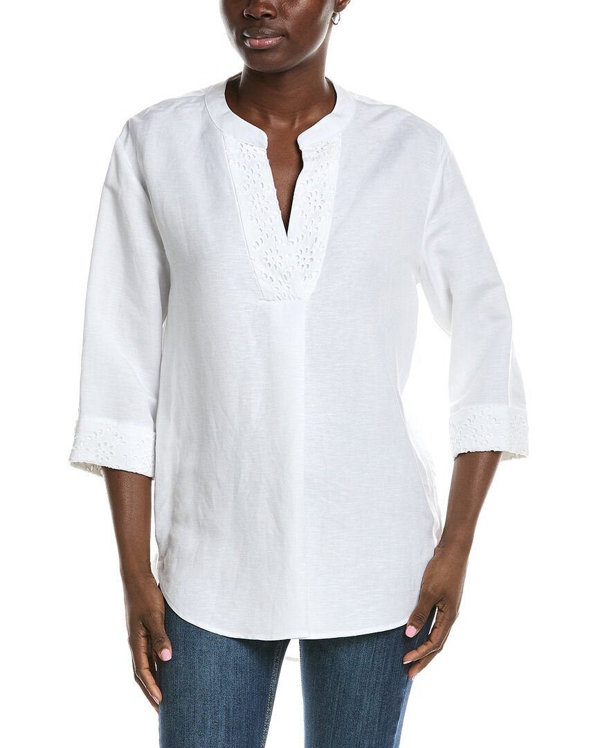 Anne Klein V-Neck Linen-Blend Tunic
