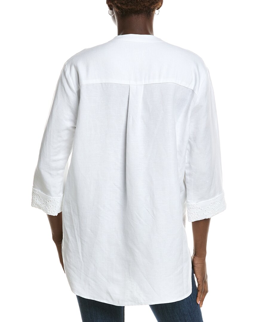 Anne Klein V-Neck Linen-Blend Tunic