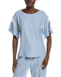 Anne Klein Batteau Neck Linen-Blend Blouse