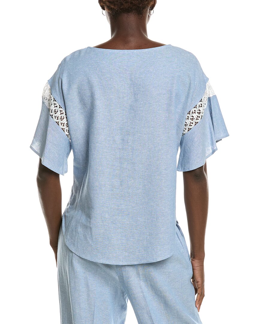 Anne Klein Batteau Neck Linen-Blend Blouse