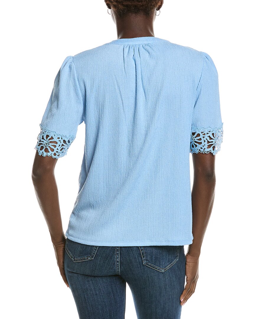 Anne Klein Flutter Sleeve Lace-Trim Top