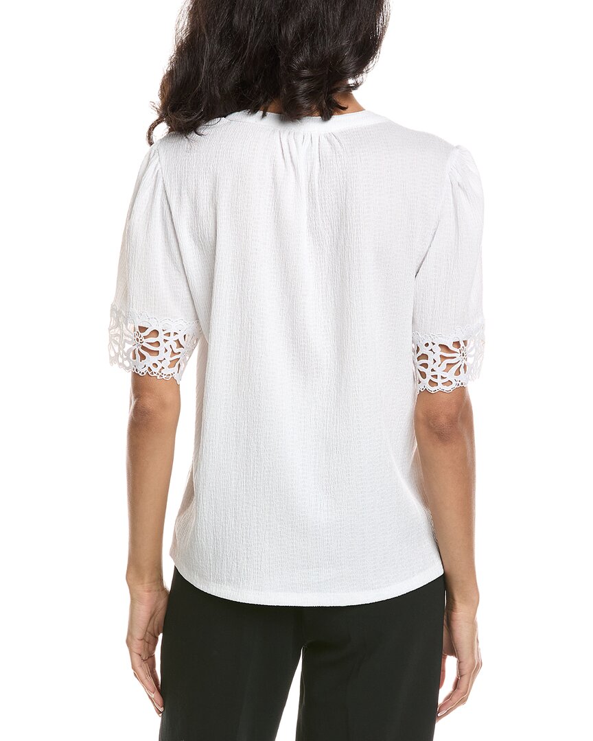 Anne Klein Flutter Sleeve Lace-Trim Top