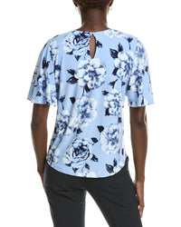 Anne Klein Pleat Neck Printed Top