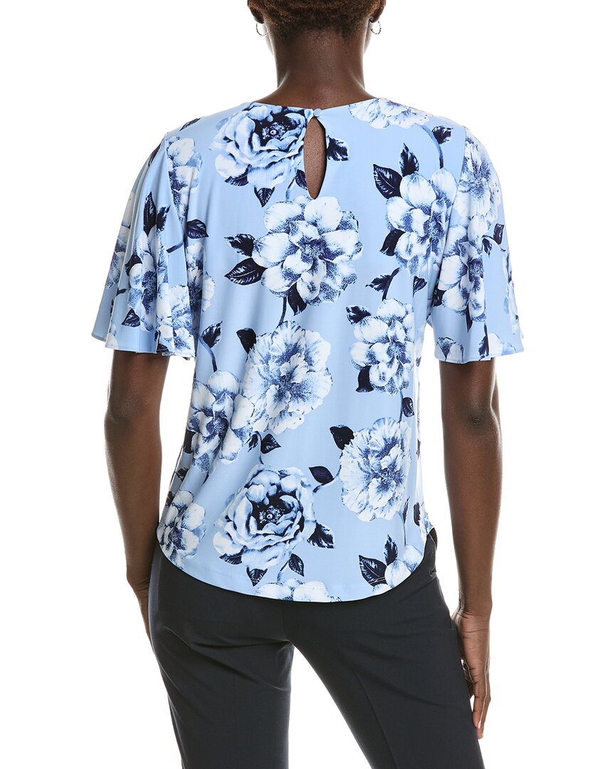 Anne Klein Pleat Neck Printed Top