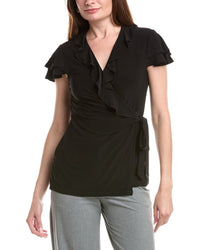 Anne Klein Anne Klein Flutter Sleeve Wrap Top