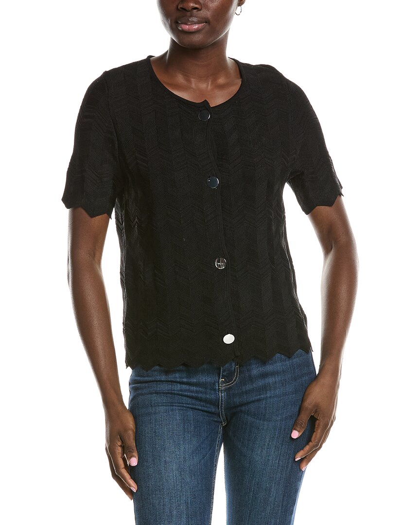 Anne Klein Zig Zag Short Sleeve Cardigan
