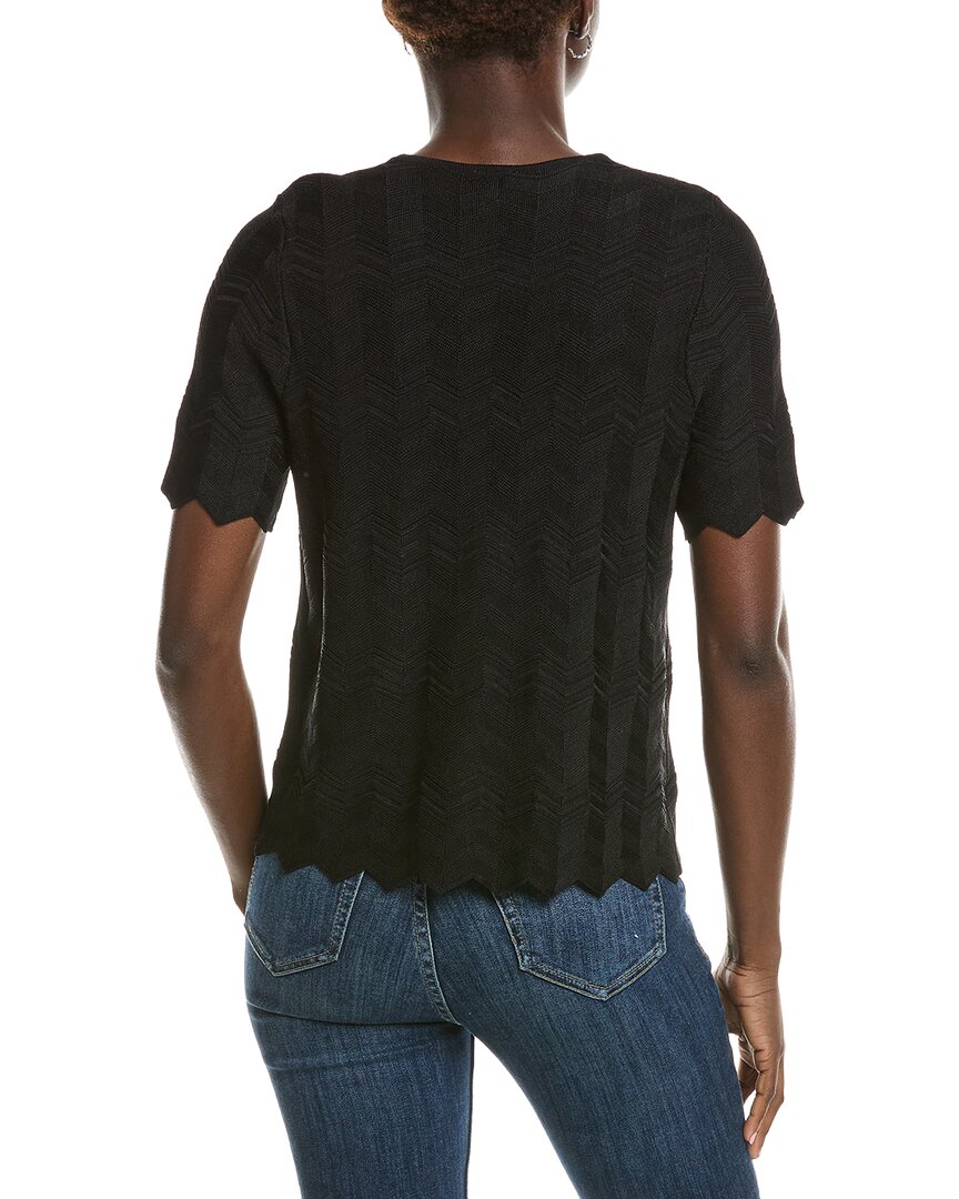 Anne Klein Zig Zag Short Sleeve Cardigan