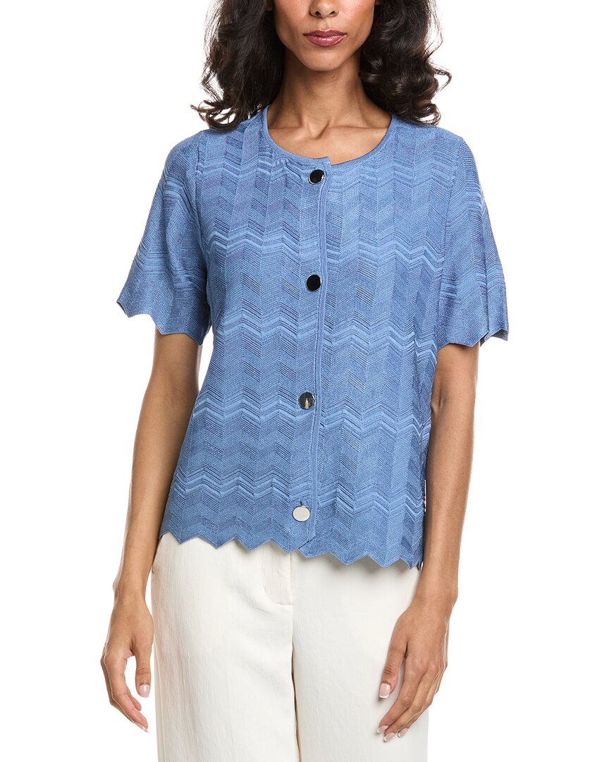 Anne Klein Zig Zag Short Sleeve Cardigan