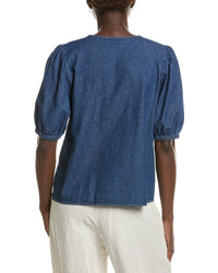 Anne Klein Gathered Chambray Blouse