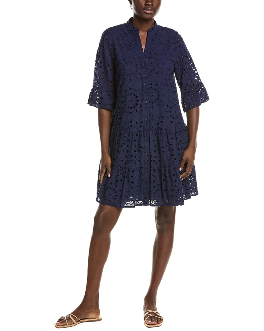 Anne Klein Stand Collar Tiered Shirtdress