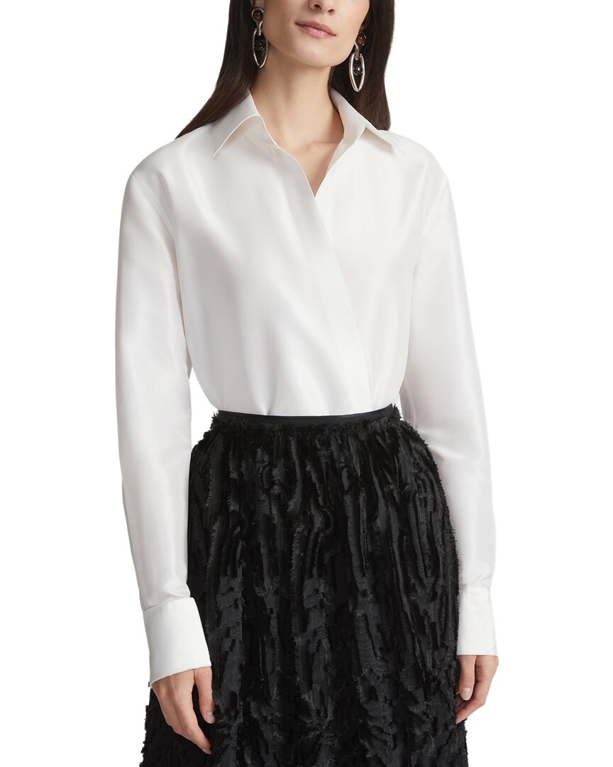 Lafayette 148 New York Collared Wrap Front Bodysuit