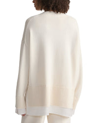 Lafayette 148 New York Lafayette 148 New York Charmeuse Trimmed V-Neck Cashmere Sweater