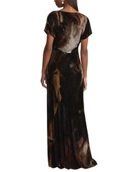 Lafayette 148 New York Bateau Neckline Floor Length Silk-Blend Dress