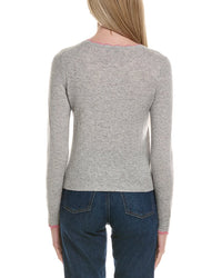 Sofiacashmere Tipped Scalloped Wool & Cashmere-Blend Cardigan